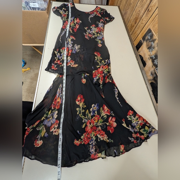 Vintage Eva Blue Floral Maxi Dress Beaded - Picture 8 of 11